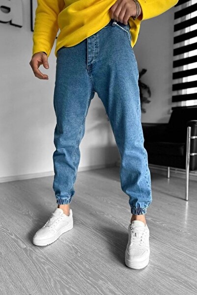NO61 MAN Джоггер з еластичною талією, сині джинси з лікрами