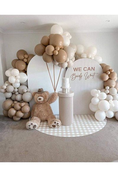 eğlencemarketi Retro Desert Sand Sea Sand and White Balloon Chain 100 Pieces