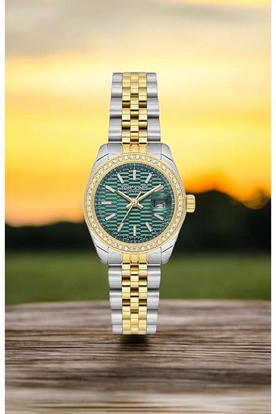 Tom Jones Yellow Silver Colored Steel Cord Women's Wristwatch - No Fading, Small Case, Bracelet Tmr0100-3