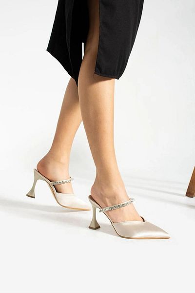 Bayramoğlu Stilettos de damă din piatră de satin de 9 cm - Tocuri cu vârf ascuțit