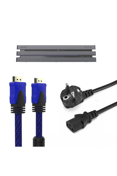 POPKONSOL PS4 Pro Güç Kablosu Hdmi Örgülü Kablo Set Playstation 4 Aksesuar