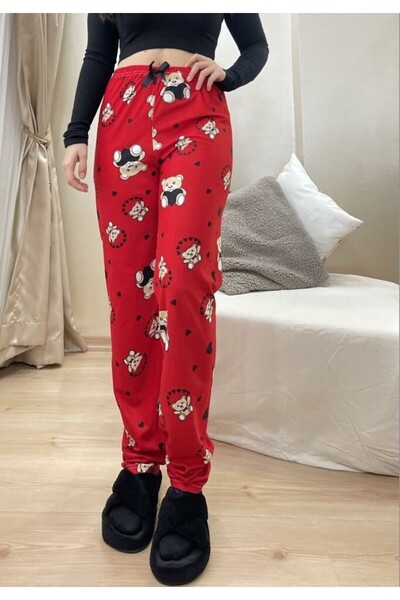 JustBS Γυναικείο πάτο πιτζάμα με σχέδιο αρκουδάκι - ίσιο πόδι