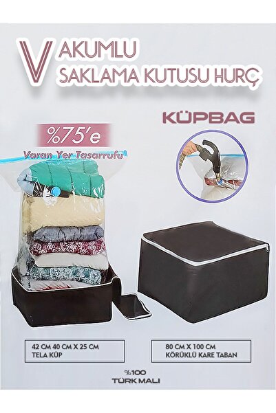 Genel Markalar Vakumlu Saklama Kutusu Hurç,küpbag 42 Cm X 40 Cm X 25 Cm