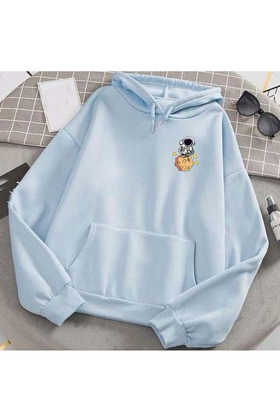 UNIQUE DESIGN Γυναικεία/Ανδρική φούτερ με κουκούλα Galaxy Printed Oversize