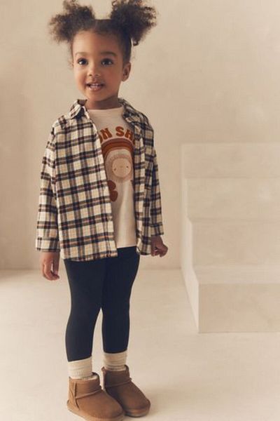 Next Baby Cotton Lumberjack Shirt Thsirt Leggings Shirt Set of 3