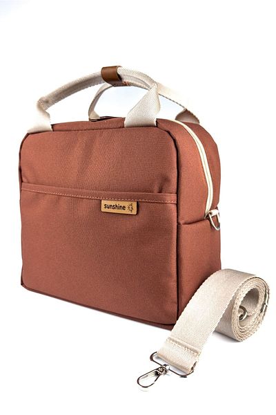 SUNSHINE Waterproof Exclusive Thermal Shoulder Bag Meal Carrying Bag Additional Food Lunch Box Tan