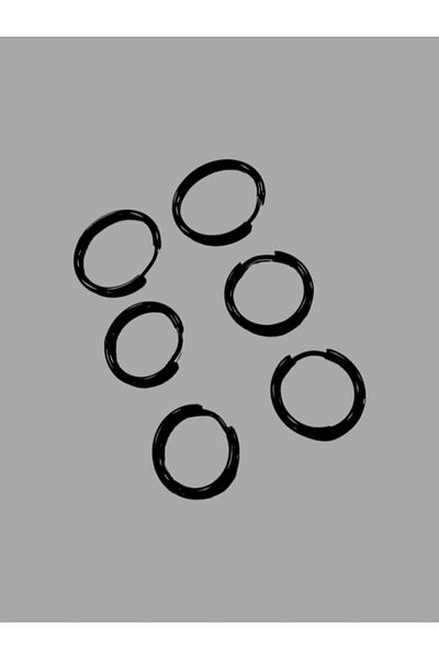 MAZEN 316L STEEL SET RING EARRING BLACK COLOR 6 PIECES (3 DIFFERENT SIZE)