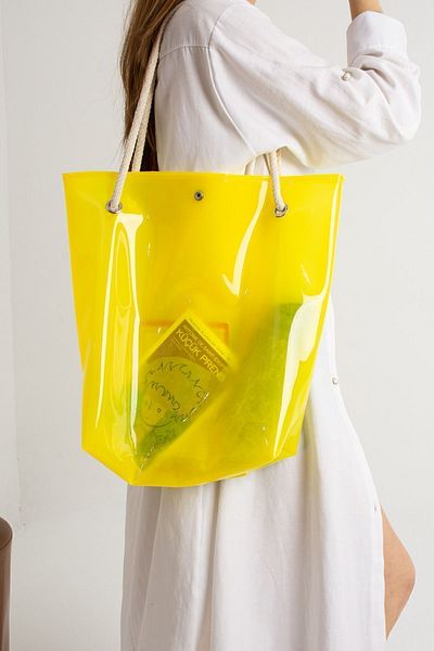 Moda Devrin Κίτρινη γυναικεία τσάντα παραλίας Tpu Διάφανη τσάντα παραλίας