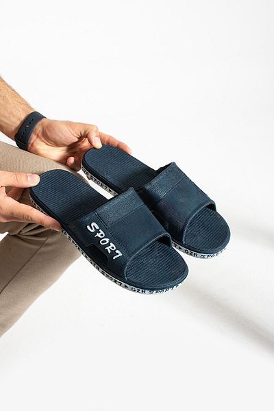 Moda Devrin Gz12467 Navy Blue White Non-Slip Sole Bathroom Turkish Bath Balcony Pool Sea Beach Slippers