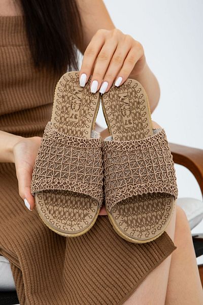 Moda Devrin Papuci de casă și exterior din tricot din paie cu față deschisă din nurcă (MULNETUL ESTE REINNOIT.)