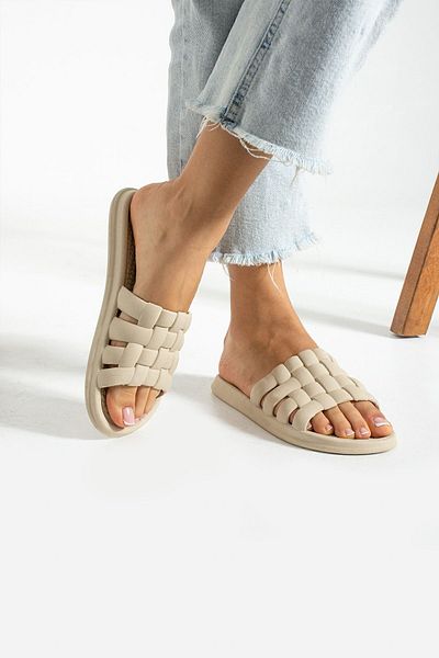 Moda Devrin Gz14273 Bej, cu talpă anti-alunecare, baie turcească, balcon, mare, plajă, papuci