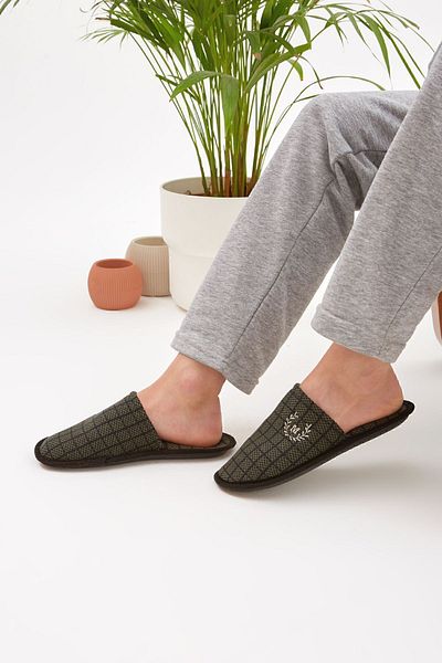 Moda Devrin Χακί M House Παντόφλες Χειμερινές Παντόφλες Guest Slippers
