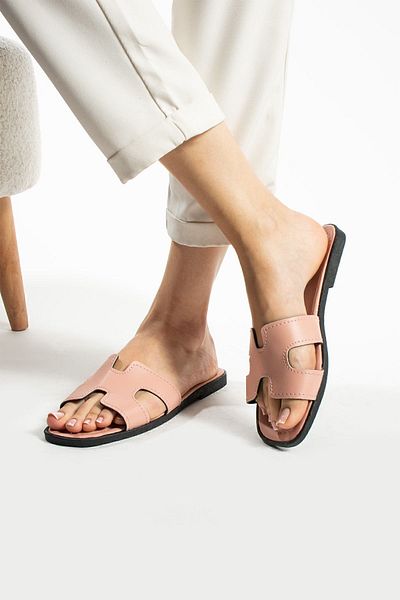 Moda Devrin Powder Open Front Side Women's Slippers Outdoor and Home Slippers