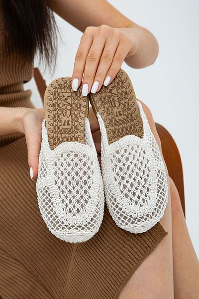 Moda Devrin Papuci de casă și exterior cu țesătură de paie alb închis în față