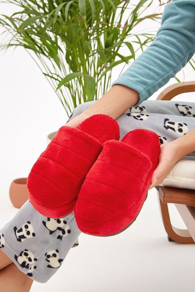 Moda Devrin Κόκκινη Κλειστή Μπροστινή Αθόρυβη Σόλα Γυναικείες Παντόφλες Σπίτι Παντόφλες
