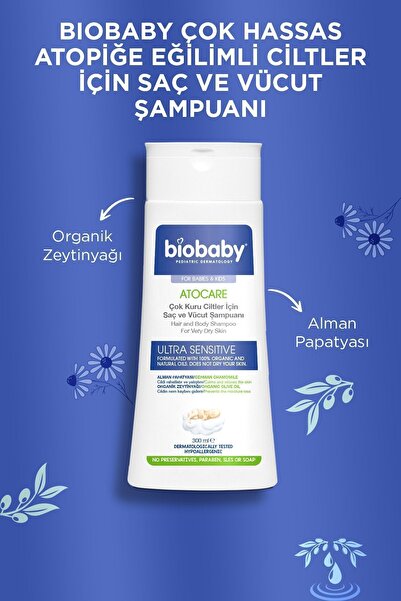 Biobaby Çok Kuru Ciltler Saç Ve Vücut Şampuanı 300 ml - Organik Zeytin Yağı Alman Papatyası Atopik Ciltler