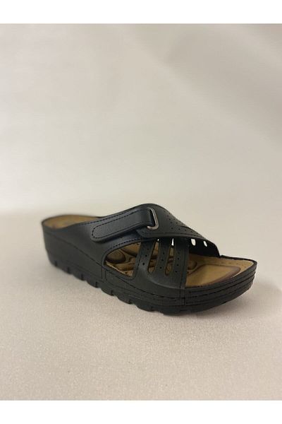 ELİS شبشب نسائي بكعب عريض من Els Black Cross Velcro