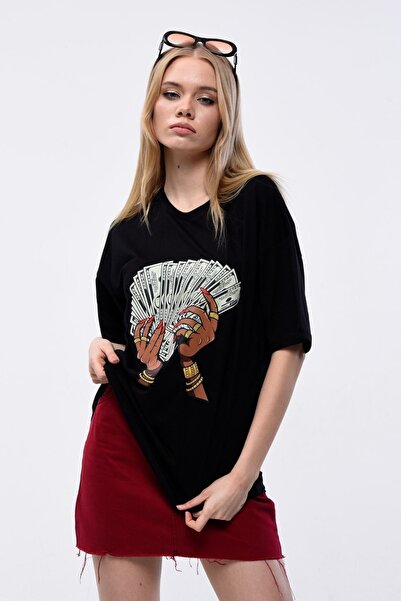 Women's Dollar In My Hand Printed Oversize T-shirt