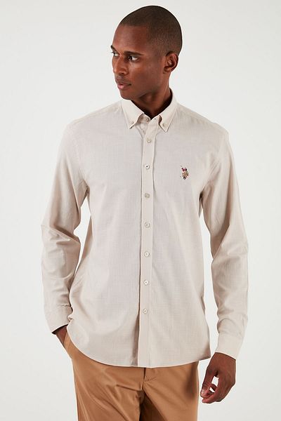 U.S. Polo Assn. Πόλο ΗΠΑ με κουμπιά γιακά 100% βαμβακερό πουκάμισο με κανονική εφαρμογή Ανδρικό πουκάμισο G081gl0041829583