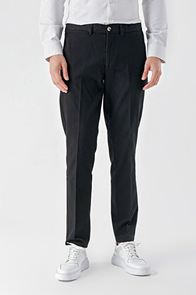 Morven Ανδρικό μαύρο βαμβακερό παντελόνι Chino με τσέπη Dynamic Fit