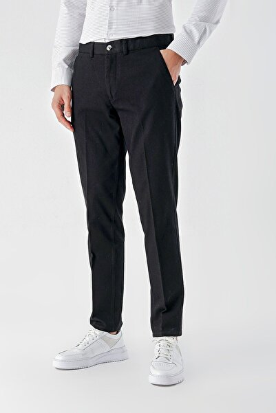 Morven Ανδρικό μαύρο βαμβακερό παντελόνι Chino με τσέπη Dynamic Fit