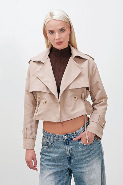 HAKKE Cotton Crop Oversize Trench Coat