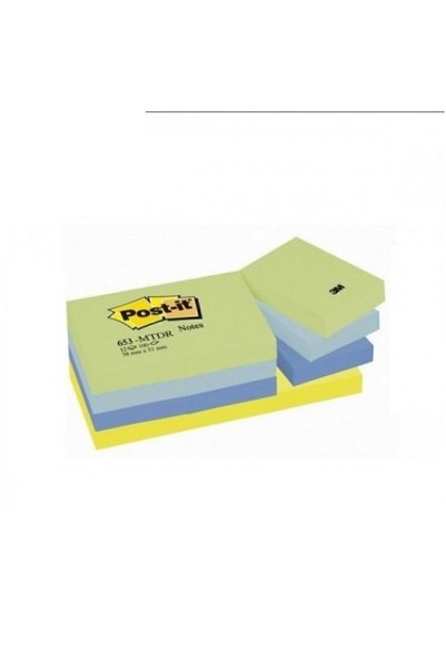 3M مذكرة Post-it 653-mtdr، سلسلة Mint، 4 ألوان × 3 كتل، 100 ورقة، 38 × 51 مم