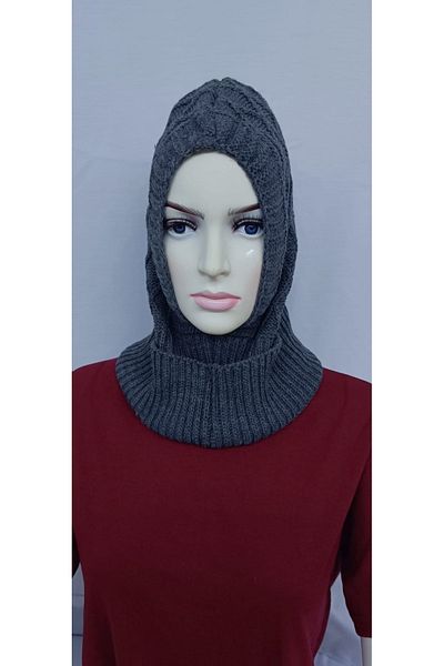 SpecialScarf Hijab Fashion Knitwear BALAKLAVA BEANIE SHAL HEAD ANTHRACITE COLOR