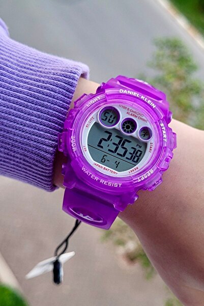 Daniel Klein Işııklı Kronometreli ve Alarımlı 24 Ay Garantili Lila Renk 5 ATM Çocuk Kol Saati