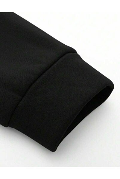 CAST COLLECTİON Erkek Siyah La  Baskılı Oversize Fermuarlı Ceket