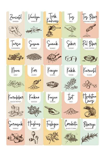 Vienev 3 Colorful Spice Labels