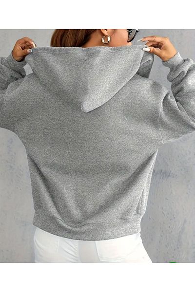 Boi Brooklyn 1898 Unisex Oversize Hooded Cardigan - Black Gray Printed Sweatshirt