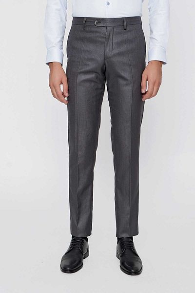 Morven Men's Anthracite Slim Fit Patterned Slim Fit Trousers