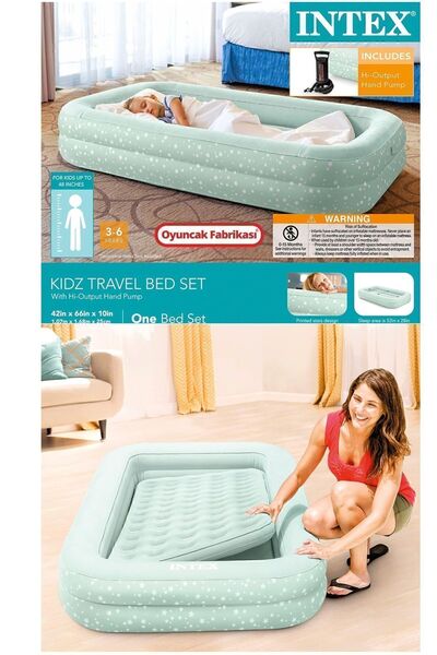 Oyuncakfabrikasi Yıldız Modelli Şişme Çocuk Yatağı Seyahat Şişme Yatak Seti (...