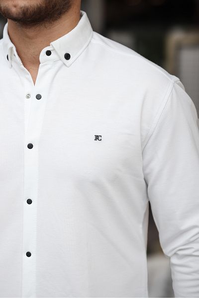 comstar Ανδρικό Basic Snapback Χειμερινό μακρυμάνικο λευκό πουκάμισο