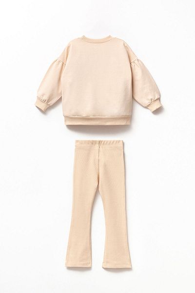 Minipodyum Girl's Cotton Long Sleeve Sweatshirt and Spanish Leg Leggings Set