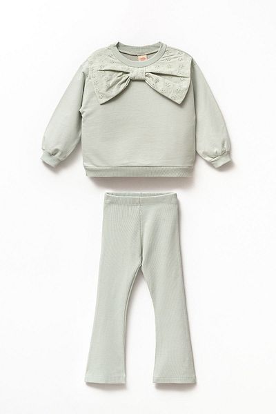 Minipodyum Girl's Cotton Long Sleeve Sweatshirt and Spanish Leg Leggings Set