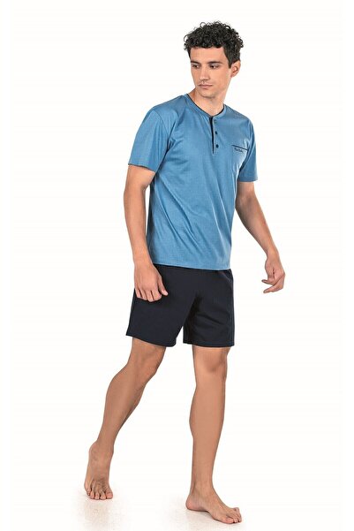 Pierre Cardin Erkek Mavi Damat Çeyizlik 3lü Penye Pijama Takımı