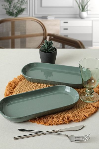 Keramika Farfurie Barcă Green Noyan 26 Cm 2 Bucăți 326