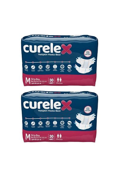 Curelex حفاضات للكبار مع حزام خصر مقاس متوسط 60 قطعة 2 عبوة