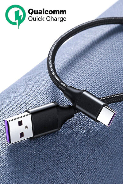 Factorial Yeni Nesil Android Iphone Uyumlu Type-c Siyah Hızlı Şarj Kablosu An...