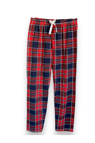 UygunHep Women's Red Plaid Patterned Comfortable Cotton Pajama Bottoms