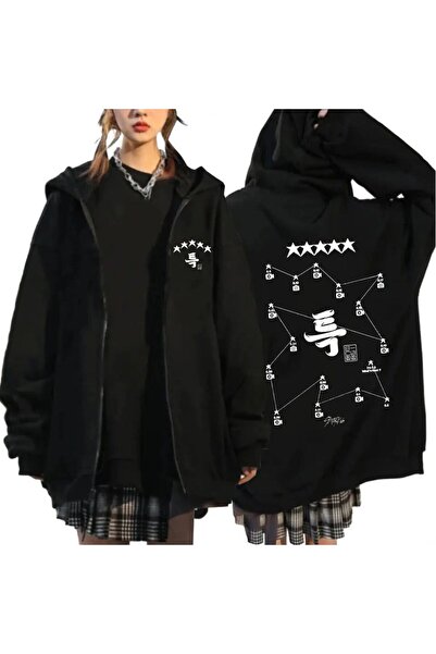 Rbgstore Stray Kids Siyah Fermuarlı Hırka-4XL-5XL
