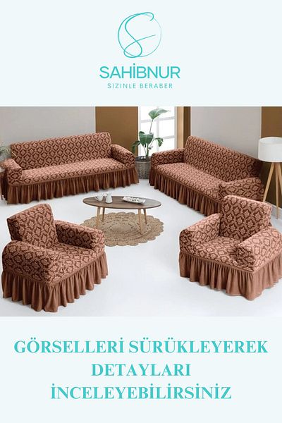 SAHİBNUR Жакардов диван, диван, калъф за разтегателен диван, ликра, с пола, калъф за диван с шарка на шал за комплект 3+3+1+1