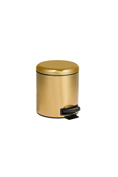 Bahat Metal Gold Colored Pedal Office Bathroom Kitchen Trash Can 12 Liters with Inner Bucket
