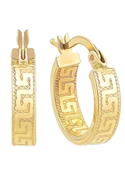 MOOM MÜCEVHERAT Kadın 14 Ayar Altın Grek Desenli Halka Küpe