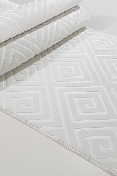 Babil Home Kaymaz Tabanlı Kesme Kabartmalı Salon Koridor Mutfak Hali Krem Yol...