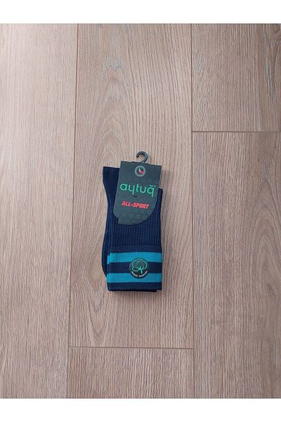 Aytuğ 2 чифта летни дамски спортни чорапи от тъмносини пенирани памучни хавлиени чорапи - 55222