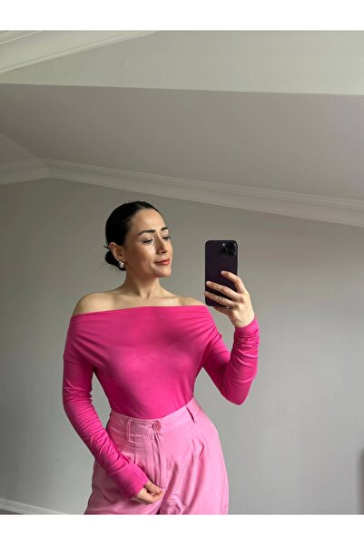 Modapina Kayık Yaka Likralı Bluz