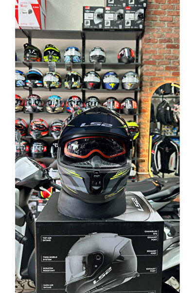 LS2 STREAM 2 FURY MAT SİYAH-GRİ-NEON SARI KASK